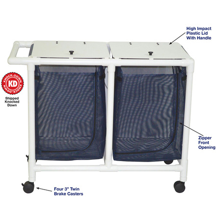 MJM INTERNAITONAL Double Bag Hamper, Standard Mesh - R.Blue 218-D-SM-RB